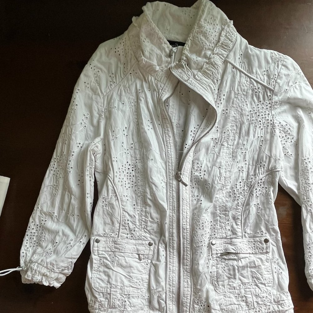 Women's White Prosper&Denne Jacket Eyelet Size M
